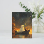 Carte Postale Fantôme et chat dans un bateau (Debout devant)
