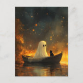 Carte Postale Fantôme et chat dans un bateau (Devant)