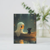 Carte Postale Fantôme et chat dans un bateau (Debout devant)