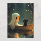 Carte Postale Fantôme et chat dans un bateau (Devant)