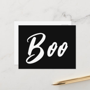 Carte Postale Fantôme Halloween texte blanc noir boo