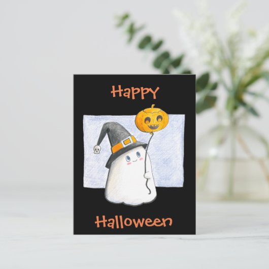Carte Postale Fantôme Whimsical // Halloween heureux (Debout devant)