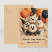 Carte Postale Fantômes d'Halloween mignonnes avec texte (Devant / Derrière)