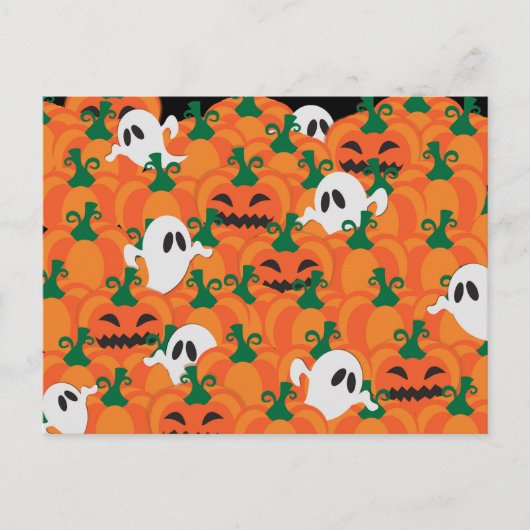 Carte Postale Fantômes d'Halloween Patch de citrouille hantée (Devant)