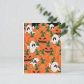 Carte Postale Fantômes d'Halloween Patch de citrouille hantée (Debout devant)