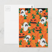 Carte Postale Fantômes d'Halloween Patch de citrouille hantée (Devant / Derrière)