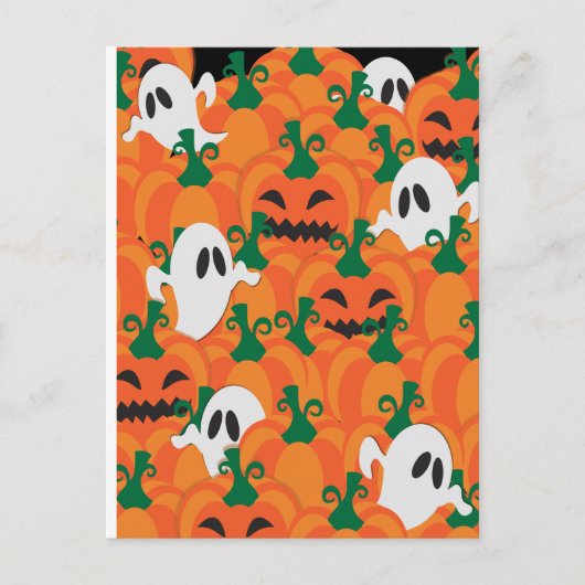 Carte Postale Fantômes d'Halloween Patch de citrouille hantée (Devant)