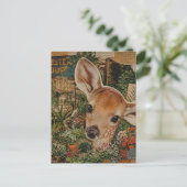 Carte Postale Faon dans le collage de jardin (Debout devant)