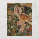 Carte Postale Faon dans le collage de jardin (Devant)