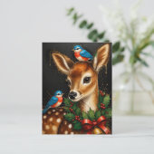 Carte Postale Faon de Noël Rétro Adorable (Debout devant)