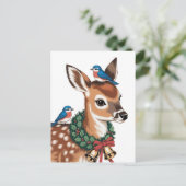 Carte Postale Faon de Noël Rétro Adorable (Debout devant)