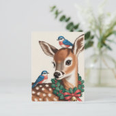Carte Postale Faon de Noël vintage (Debout devant)