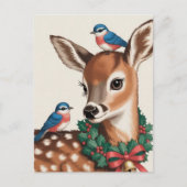 Carte Postale Faon de Noël vintage (Devant)