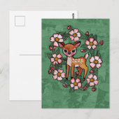 Carte Postale Faon floral (Devant / Derrière)