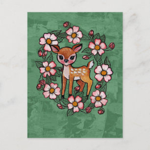 Carte Postale Faon floral                                       