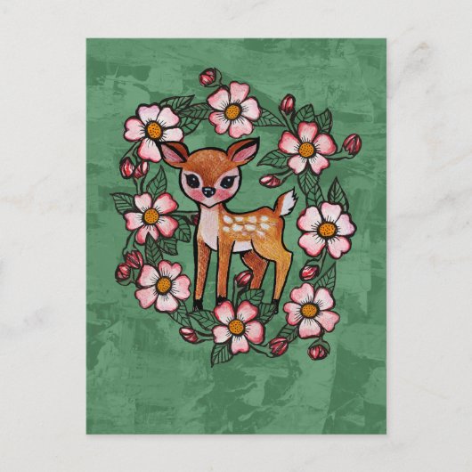 Carte Postale Faon floral (Devant)