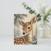 Carte Postale Faon hivernal adorable (Debout devant)