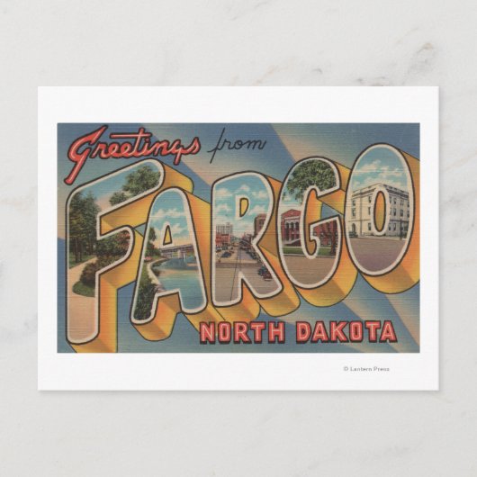 Carte Postale Fargo, Dakota du Nord - Scènes de grandes lettres (Devant)
