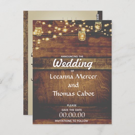 Carte Postale Farmhouse Glam Enregistrer la date Rustic Postcard (Devant / Derrière)