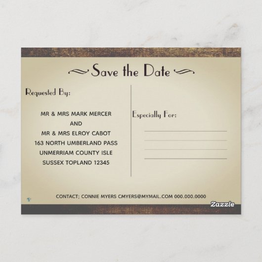 Carte Postale Farmhouse Glam Enregistrer la date Rustic Postcard (Dos)