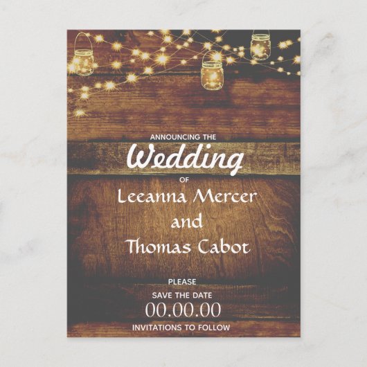 Carte Postale Farmhouse Glam Enregistrer la date Rustic Postcard (Devant)