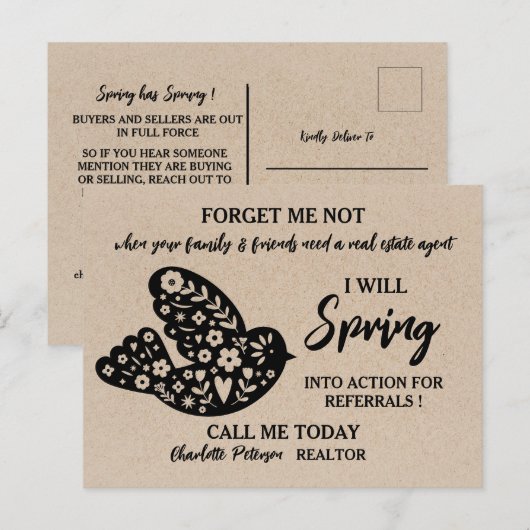 Carte Postale Farming de référencement de printemps pour l'immob (Devant / Derrière)