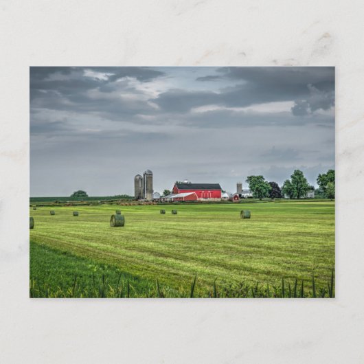 Carte Postale Farms | Red Barn & Silo in Spring (Devant)