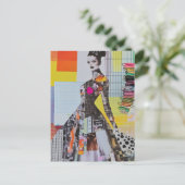 Carte Postale Fashion lady junk journal Collage (Debout devant)