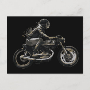 Carte Postale Fast Racer Cafe Racer Motorcyle Rider
