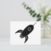 Carte Postale Fat Retro Rocket Ship Noir (Debout devant)