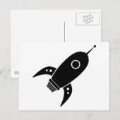 Carte Postale Fat Retro Rocket Ship Noir (Devant / Derrière)