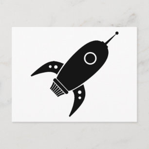 Carte Postale Fat Retro Rocket Ship Noir