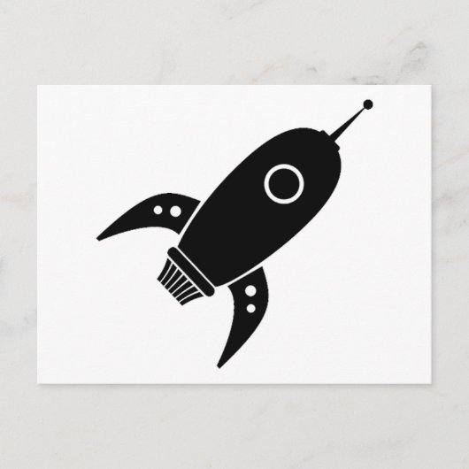Carte Postale Fat Retro Rocket Ship Noir (Devant)