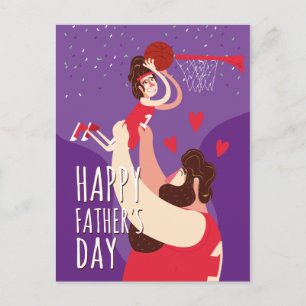 Carte Postale Father Son playing basketball cute
