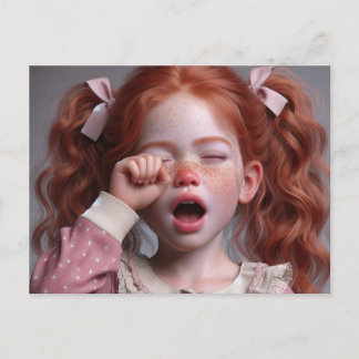 Carte Postale Fatiguée Petite Fille