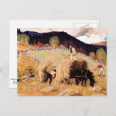 Carte Postale Fauche du foin, peinture populaire de Clarence Gag (Devant / Derrière)