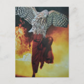 Carte Postale Faucon en robe rouge fantasy collage (Devant)