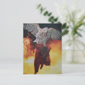 Carte Postale Faucon en robe rouge fantasy collage (Debout devant)