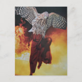 Carte Postale Faucon en robe rouge fantasy collage (Devant)
