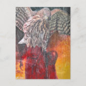 Carte Postale Faucon en robe rouge fantasy collage (Devant)
