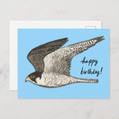 Carte Postale Faucon pèlerin Crayon de couleur JOYEUX ANNIVERSAI (Devant / Derrière)