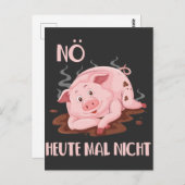 Carte Postale Faules Schwein Keine Lust Schweinchen Bauernhof (Devant / Derrière)