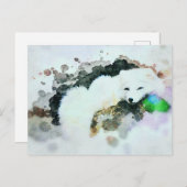 Carte Postale *~* Faune AP18 Neige Blanche Polar Fox Post (Devant / Derrière)