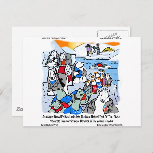 Carte Postale Faune Et Politique En Alaska Dons Amusants Et Tee  (Devant / Derrière)