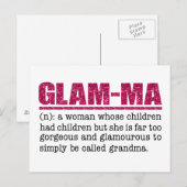 Carte Postale Fausse Glam-Ma Pailletée Rose Chaud (Devant / Derrière)