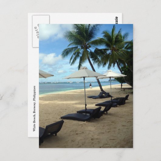 Carte Postale fauteuils en palmier de plage (Devant / Derrière)