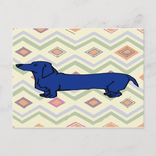 Carte Postale Fauvisme Abstrait Blue Dachshund (Devant)