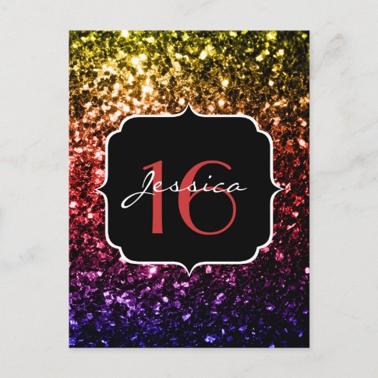 Carte Postale Faux de parties scintillant arc-en-ciel mousseux S (Devant)