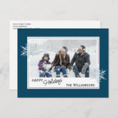 Carte Postale Faux Faux Fléchettes De Neige En Argent Sur Bleu F (Devant / Derrière)