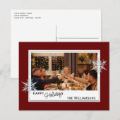 Carte Postale Faux Faux Fléchettes De Neige En Argent Sur Vin So (Devant / Derrière)